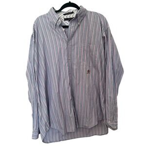 Tommy Hilfiger Men's XL Striped Button Down Shirt — Purple Blue White, Logo